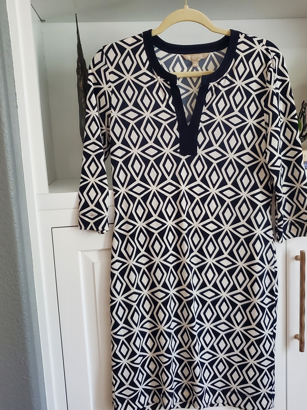 Banana Republic Navy & White Geometric Dress
